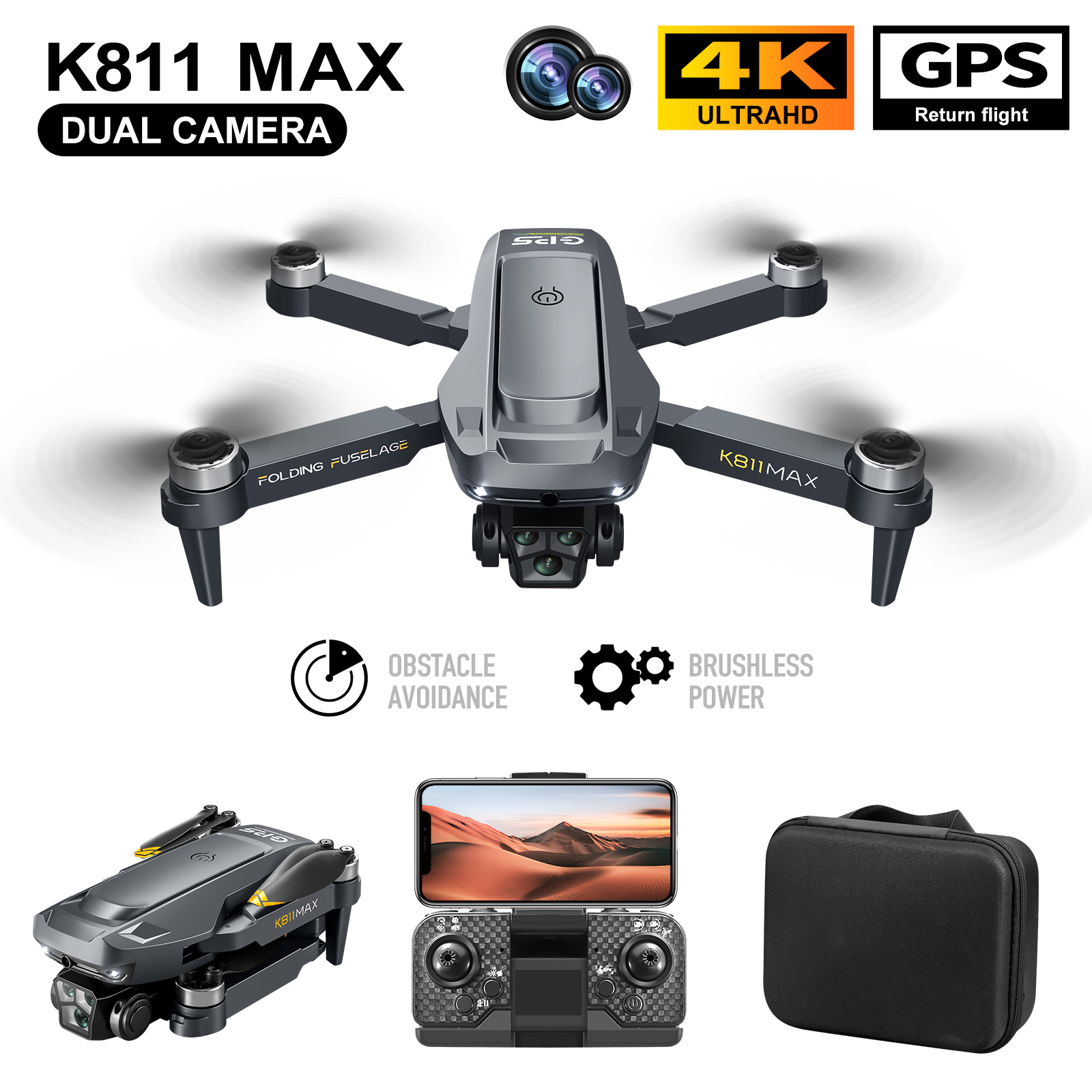 K811MAX Quadcopter Drone: Brus - Drone Gimbal Brushless บทวิจารณ์และราคา