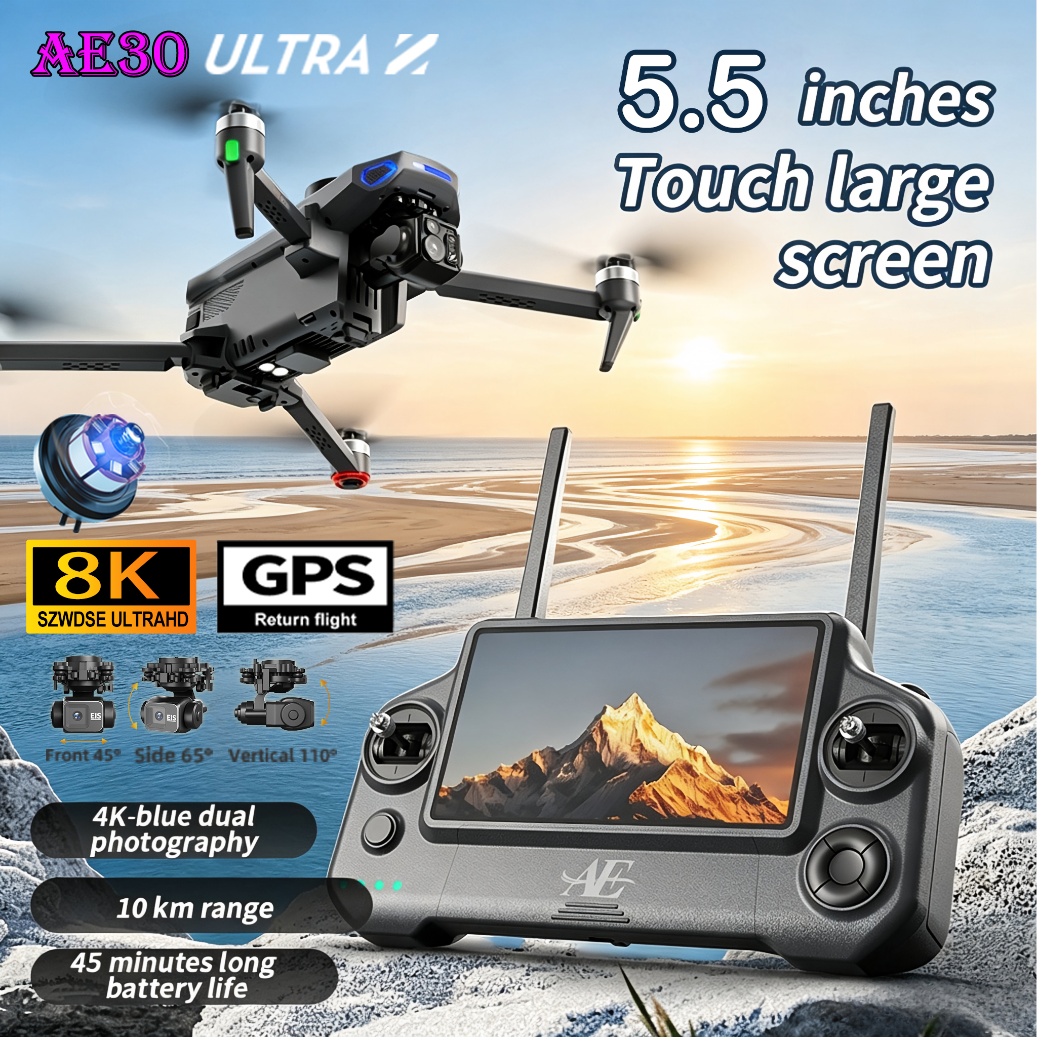 NEW AE30 Ultra GPS Drone 4K Pr - Drone Gimbal 3 Axis บทวิจารณ์และราคา